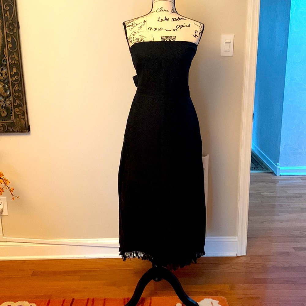 New linen black strapless dress